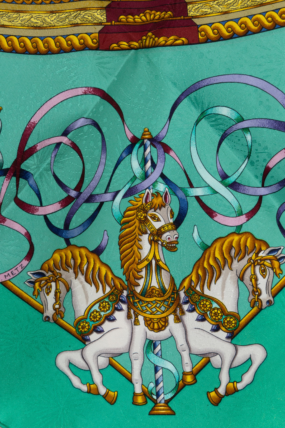 HERMÈS 20th Century Luna Park Carré 90 Silk Green