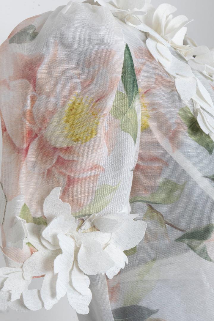 ZIMMERMANN Flower Dress Linen Silk White