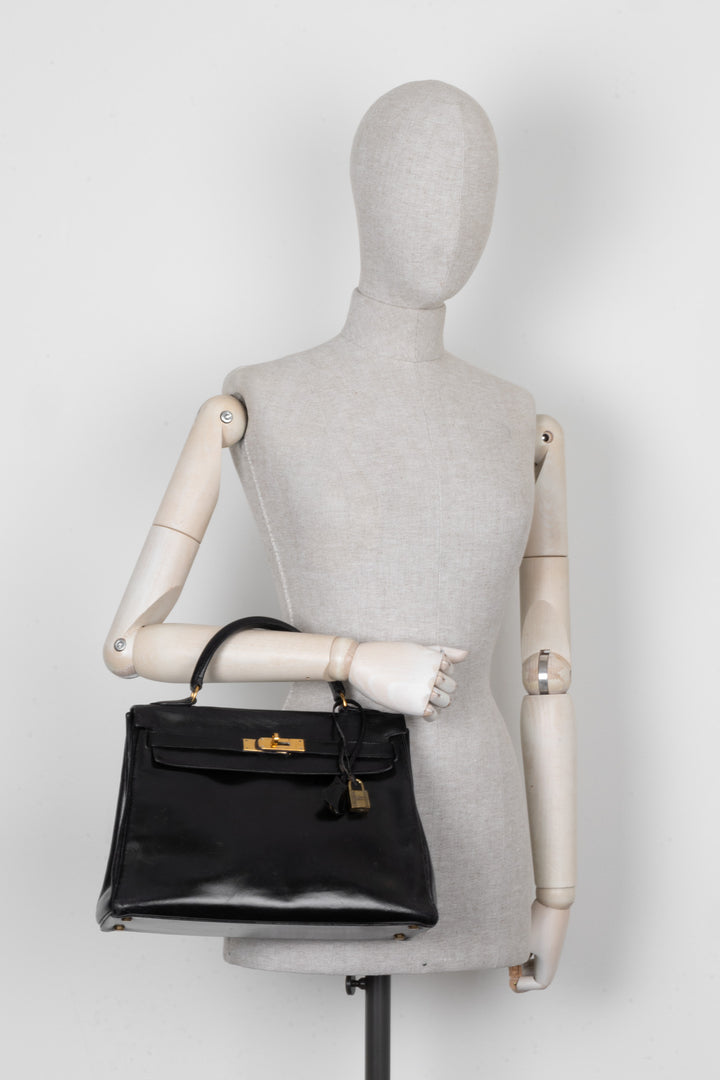 HERMÈS Kelly 32 Box Black