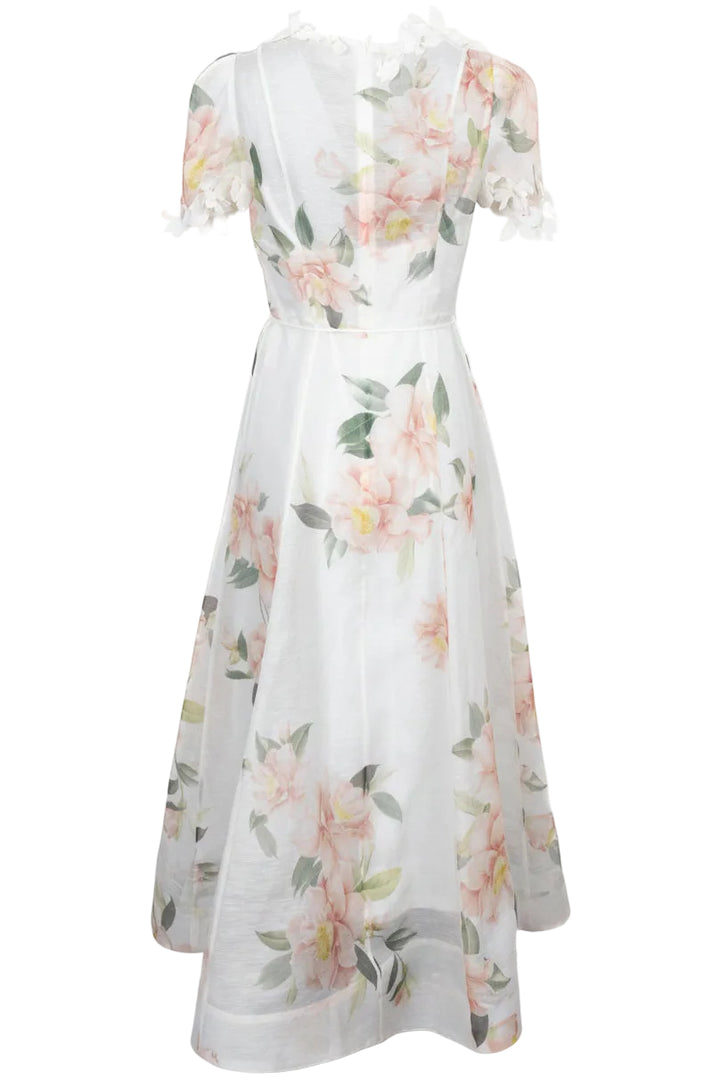 ZIMMERMANN Flower Dress Linen Silk White