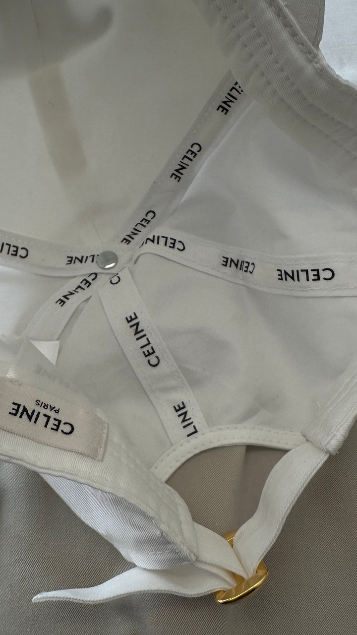 CELINE Triomphe Logo Cap White