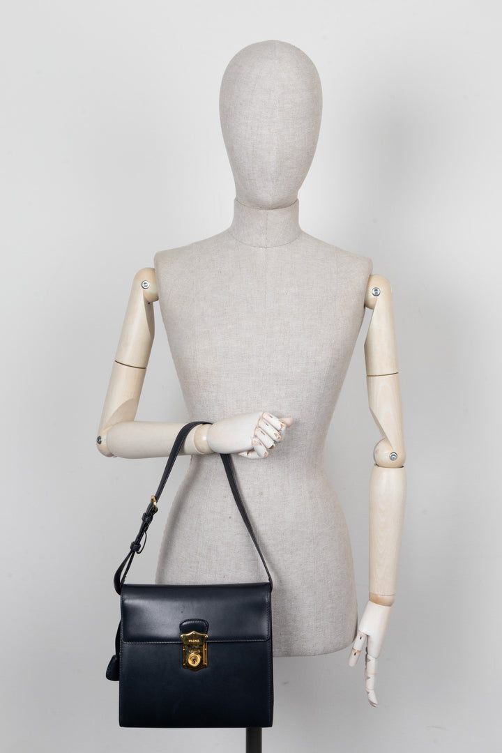 PRADA Vintage Lock Bag Navy