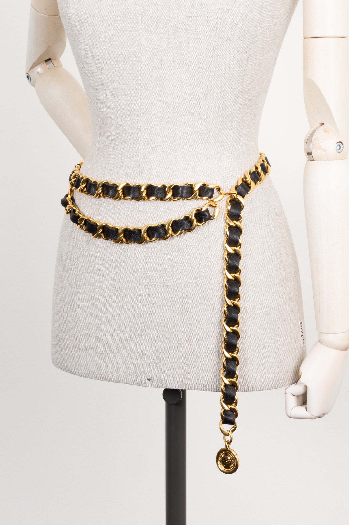 CHANEL Vintage Chain & Leather Belt with Coin Collection