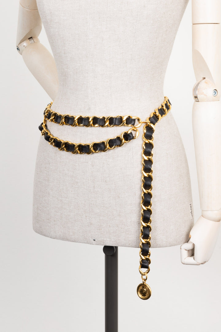 CHANEL Vintage Chain & Leather Belt with Coin Collection 29