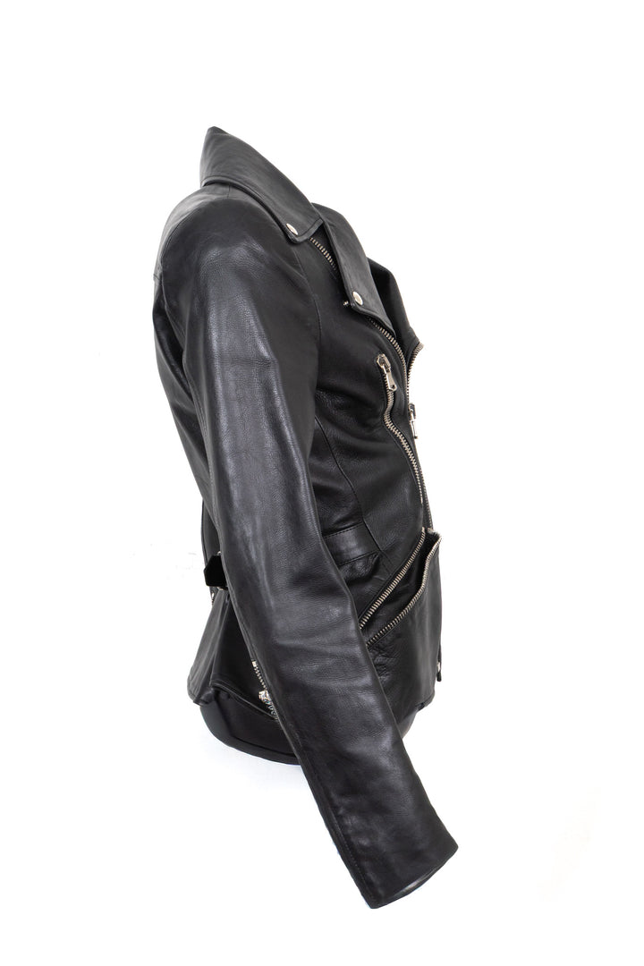 Veste en cuir noir zippée ALEXANDER MCQUEEN