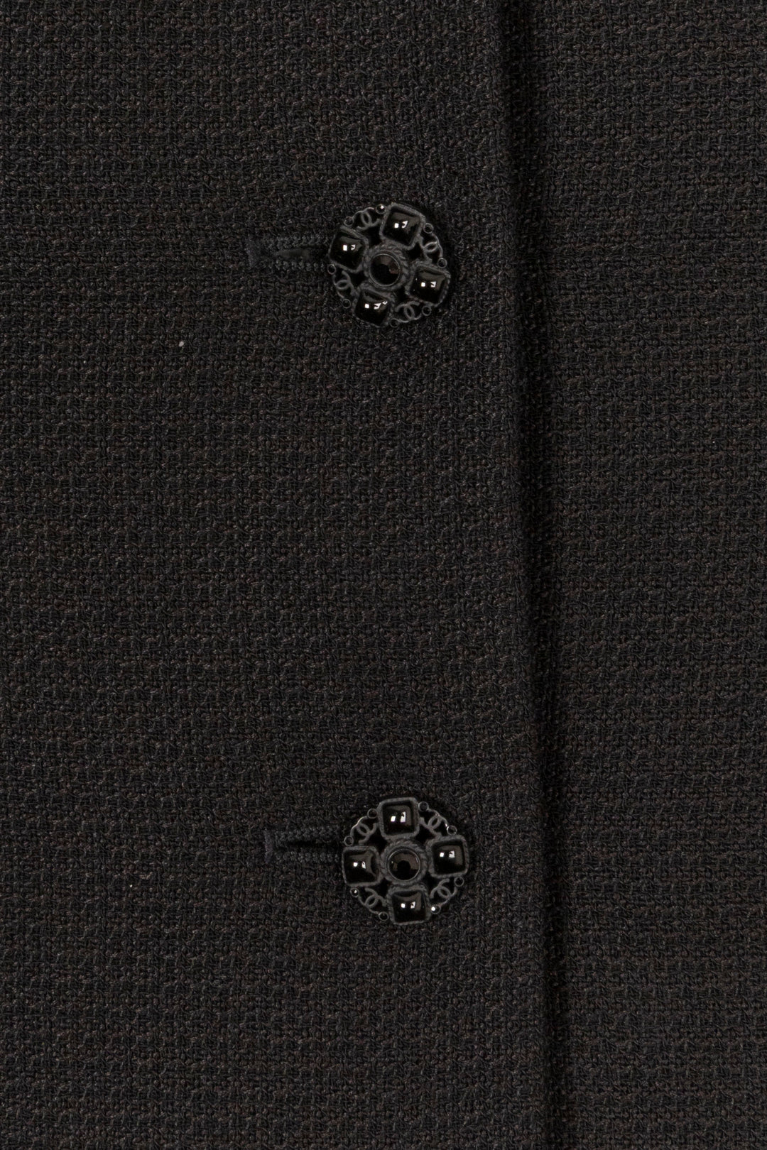 CHANEL Belted Short-Sleeve Blazer Black Tweed