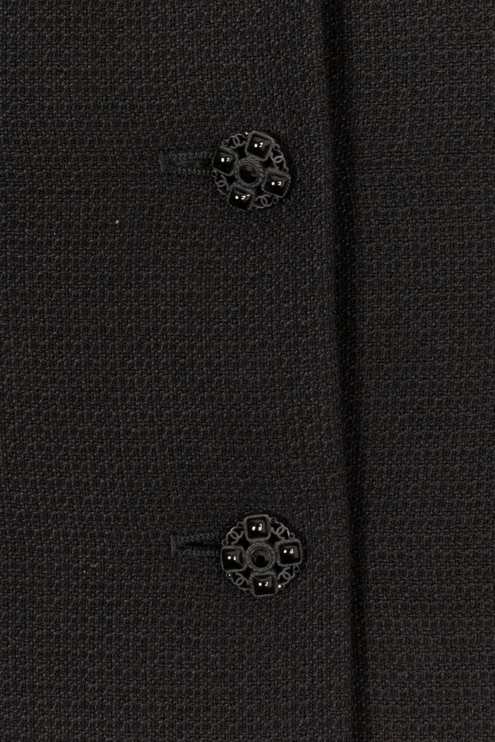 CHANEL Belted Short-Sleeve Blazer Black Tweed