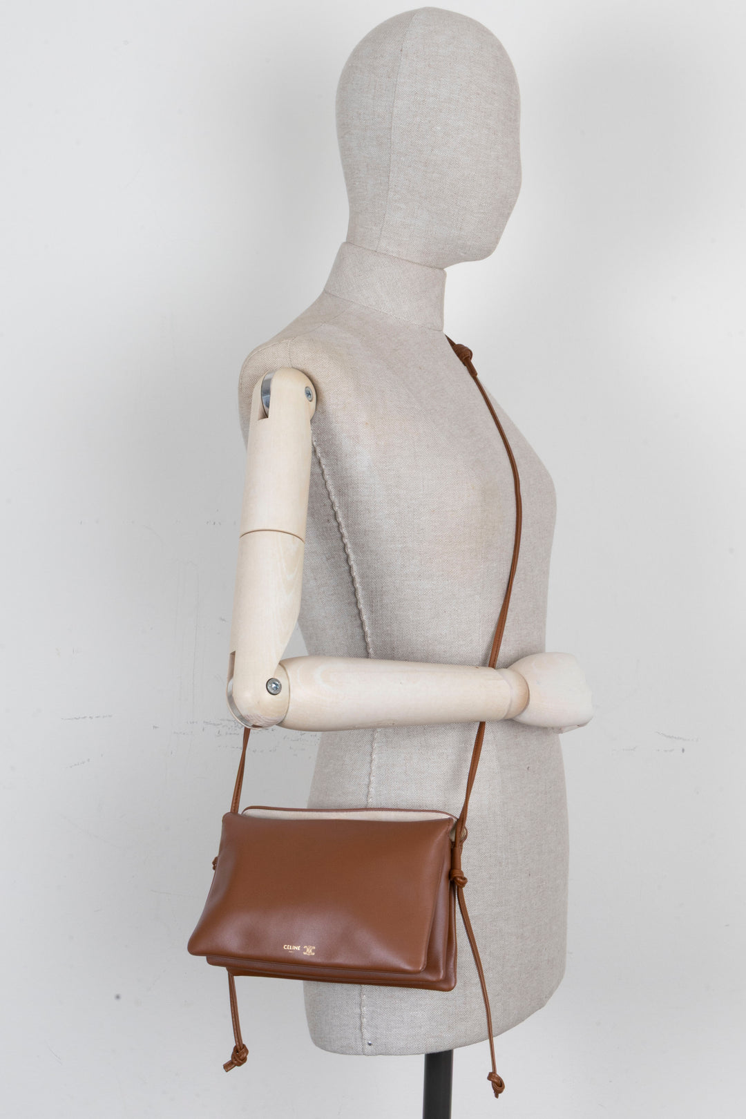 Sac bandoulière CELINE Trio en cuir cognac