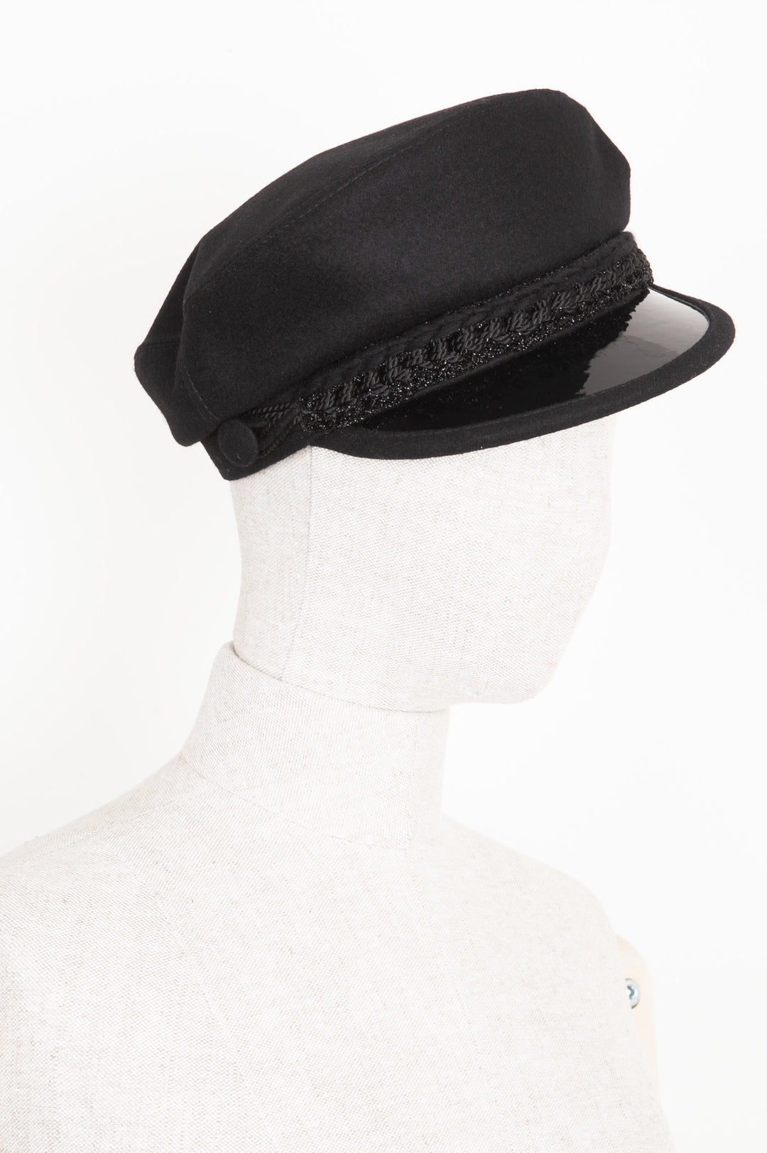 CHANEL Newsboy Hat Wool Black