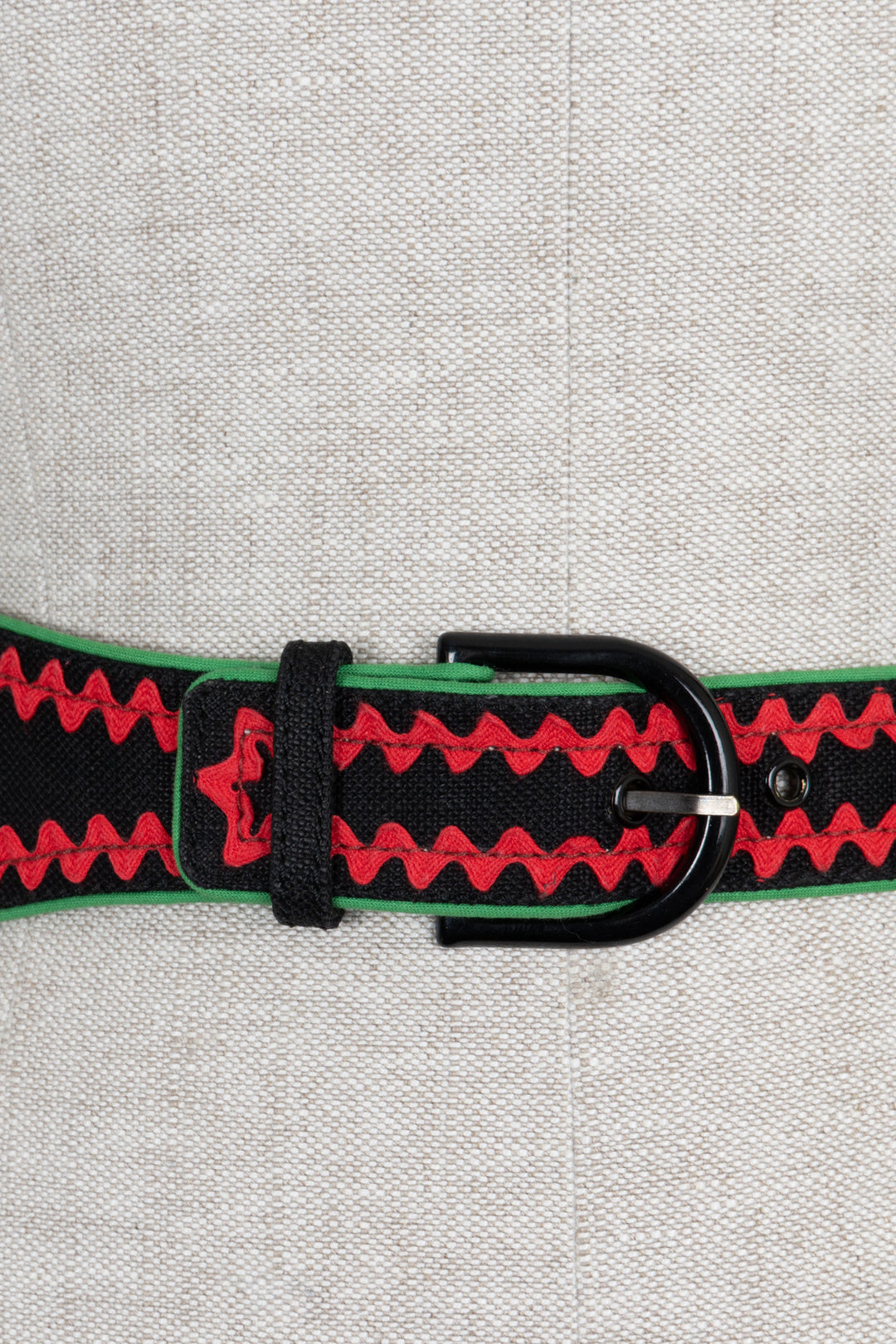 Ceinture vintage brodée SAINT LAURENT Noir Rouge Noir