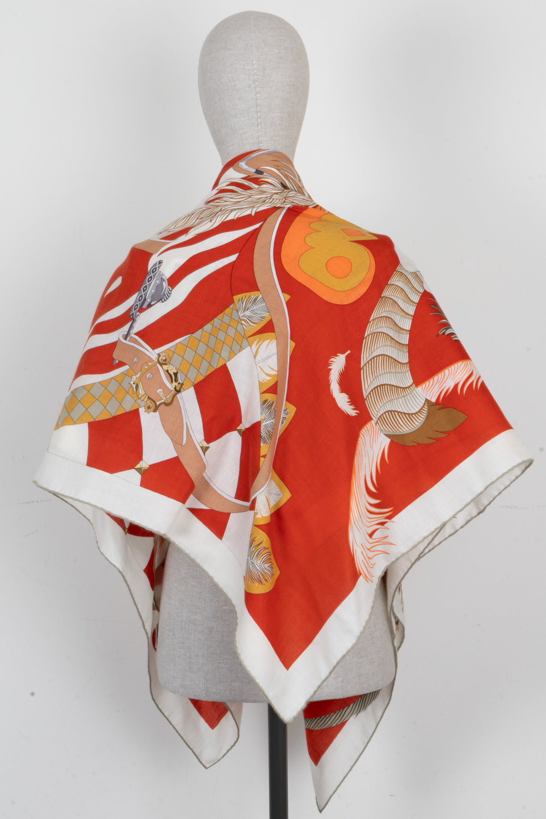 Carré HERMÈS Cheval Masque 140 en cachemire blanc
