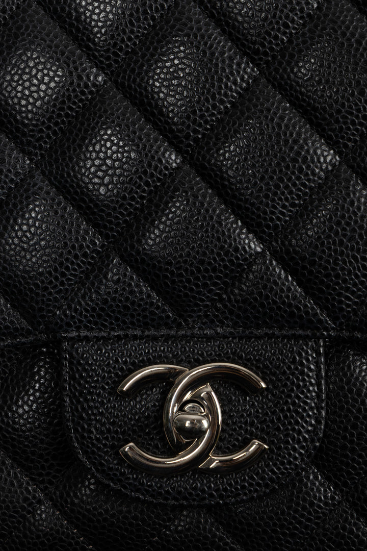 CHANEL Maxi Double Flap Bag Black Caviar