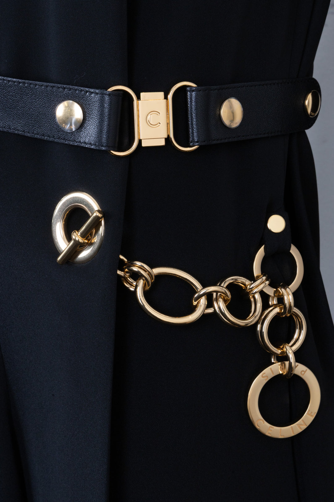Combinaison ceinturée CELINE Triomphe en cuir et noir