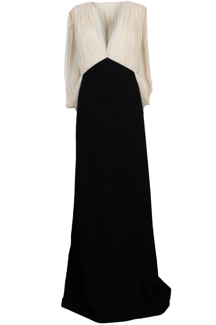 Robe longue colonne CELINE Ivoire Noir