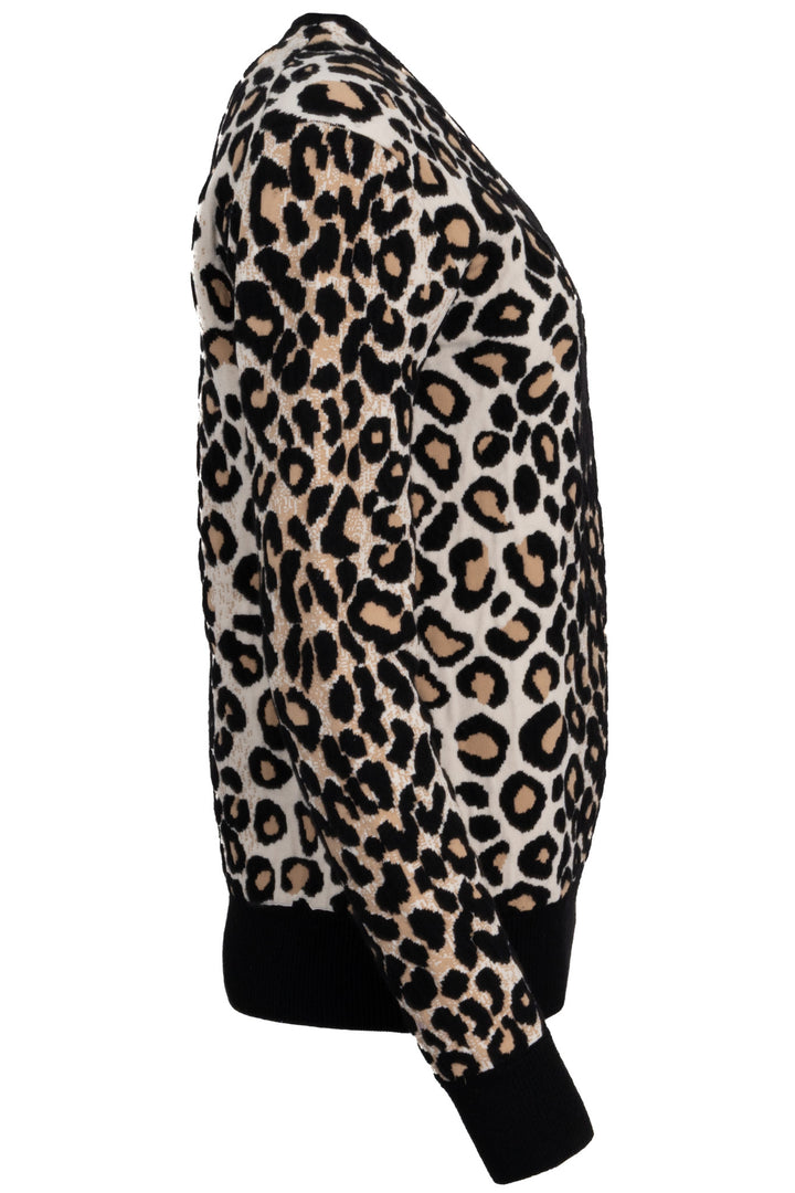 Pull CELINE en laine à motif léopard multicolore