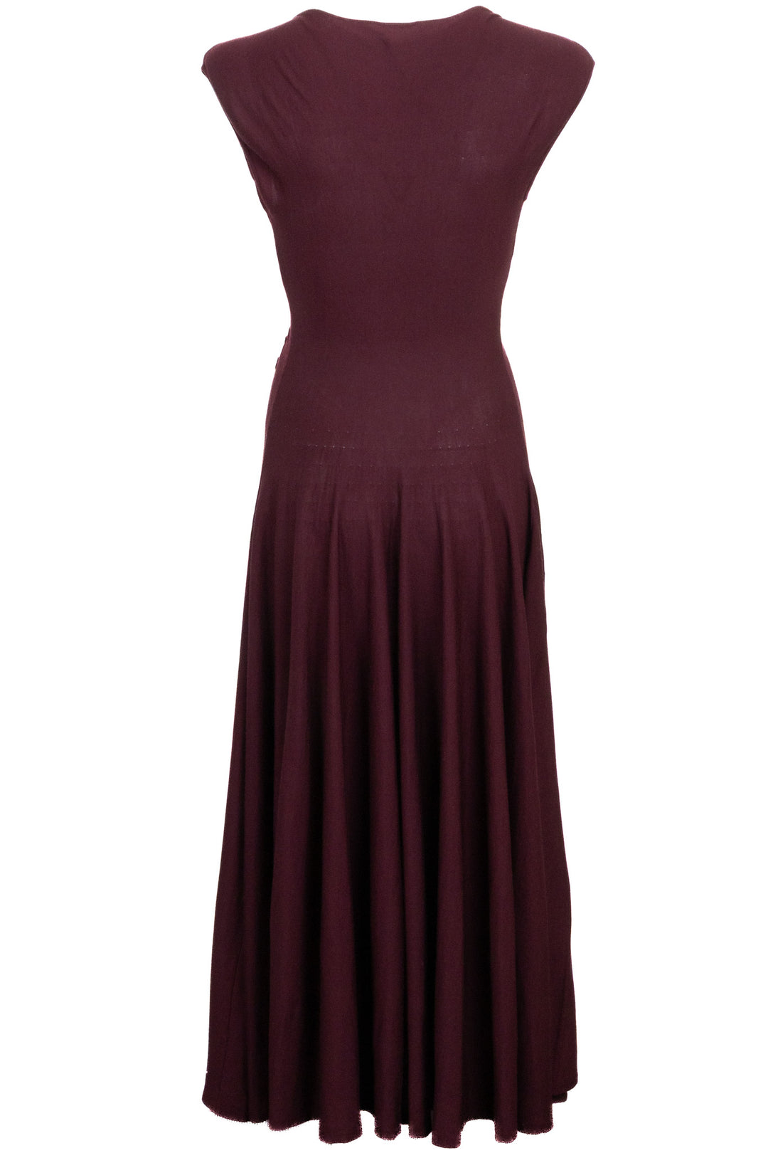Robe midi drapée en laine bordeaux ALAÏA
