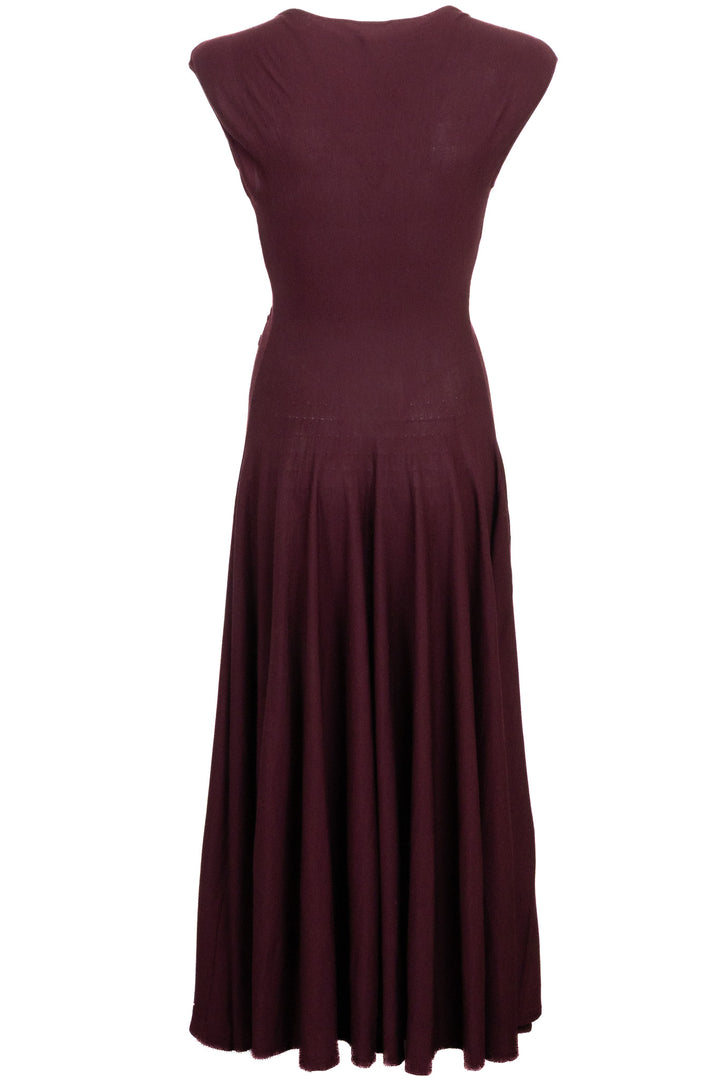Robe midi drapée en laine bordeaux ALAÏA