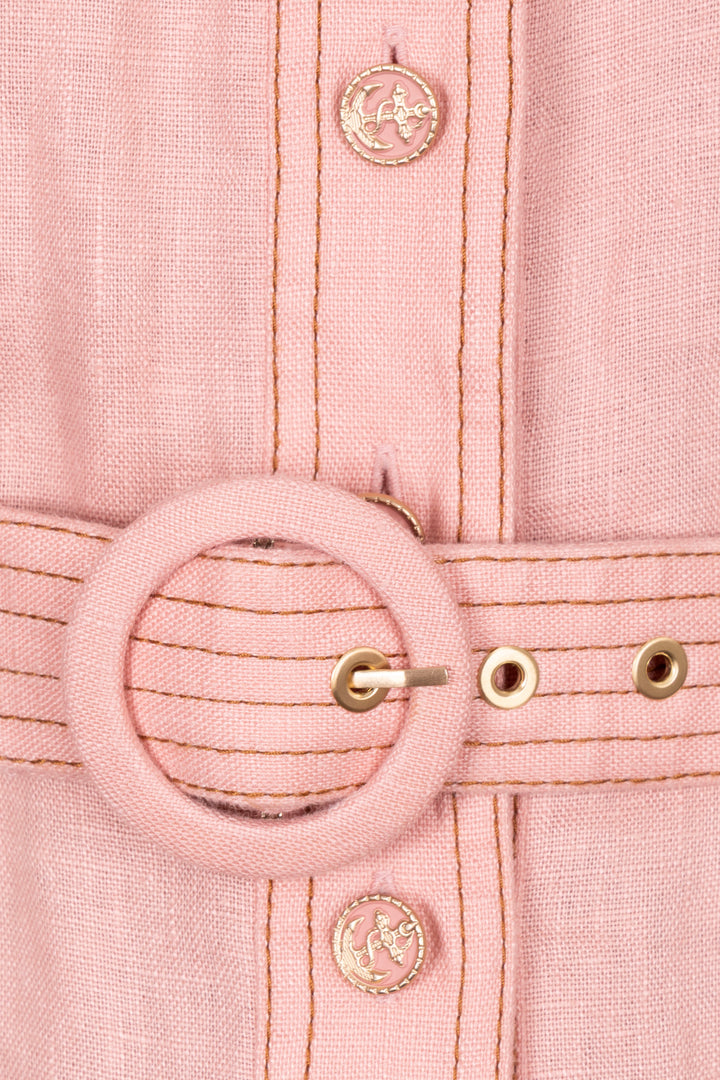 ZIMMERMANN Belted Dress Linen Pink