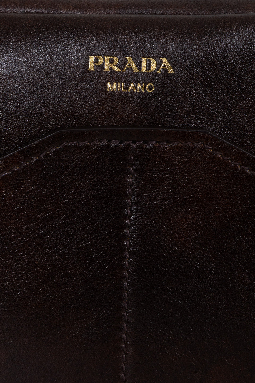 PRADA Large Antique Leather Top Handle Carryall Brown