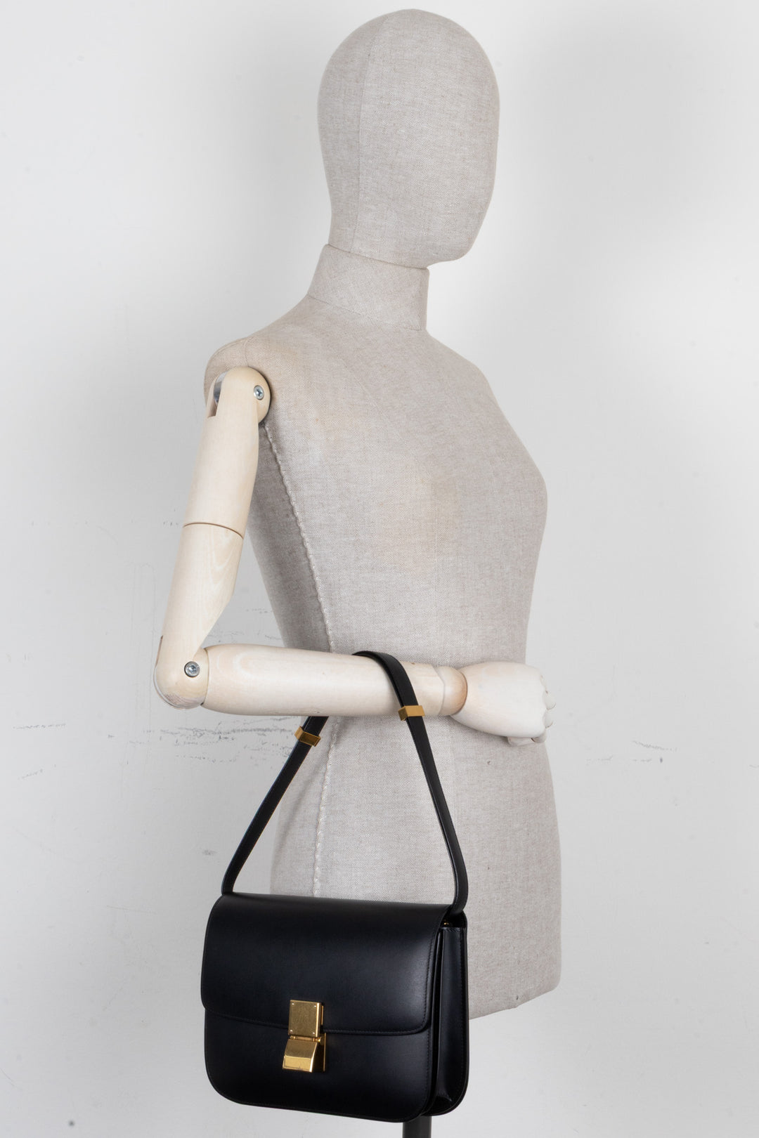 CELINE Classic Medium Box Bag Leather Black