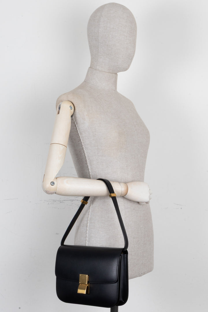 CELINE Classic Medium Box Bag Leather Black
