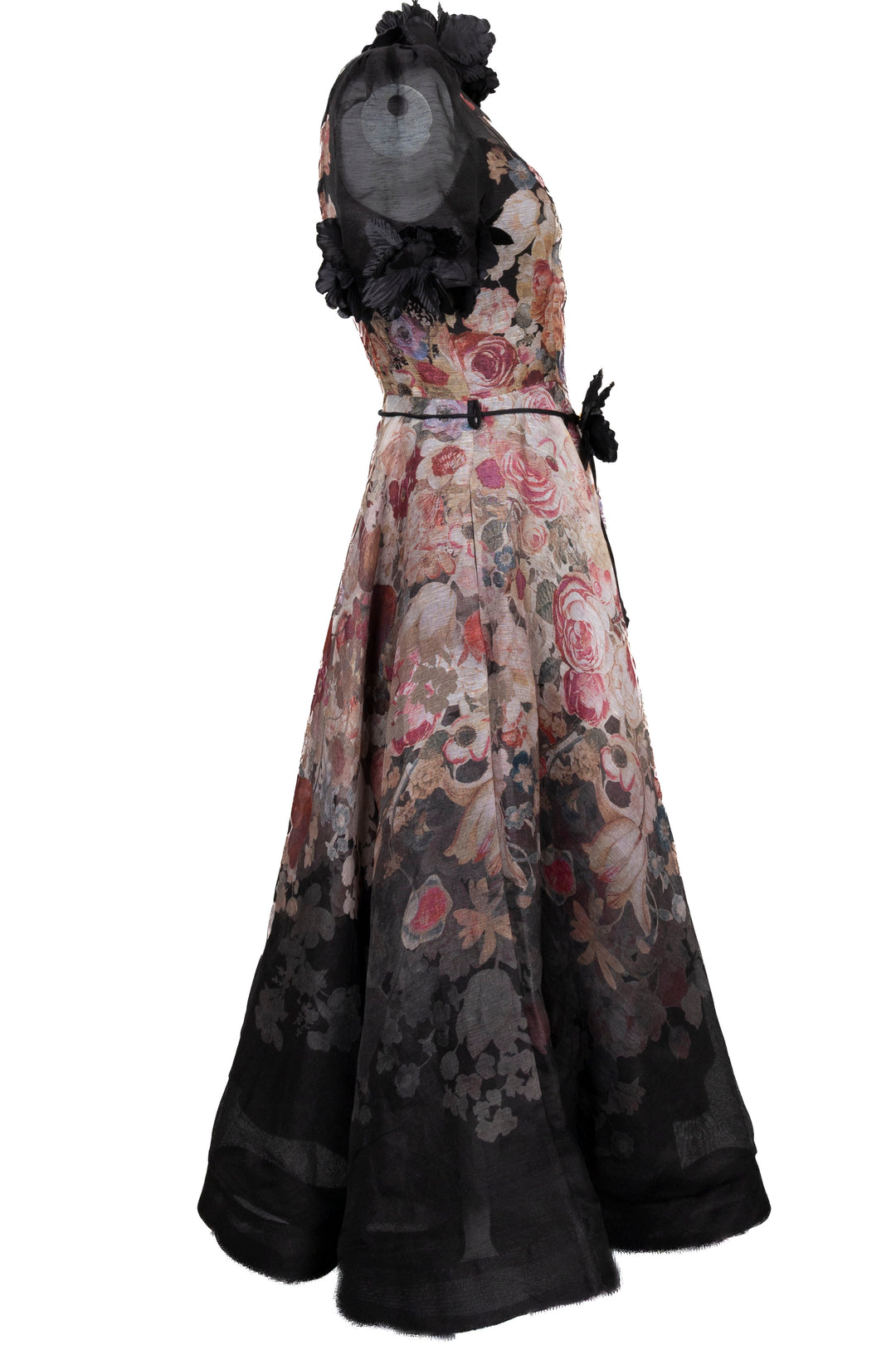 Robe Luminosity Flower ZIMMERMANN 2023 en lin et soie noire