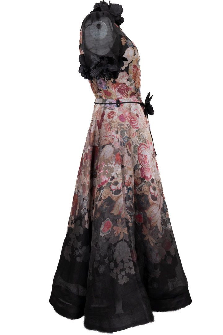 Robe Luminosity Flower ZIMMERMANN 2023 en lin et soie noire