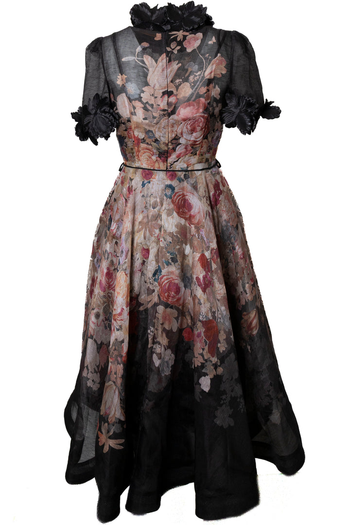 Robe Luminosity Flower ZIMMERMANN 2023 en lin et soie noire