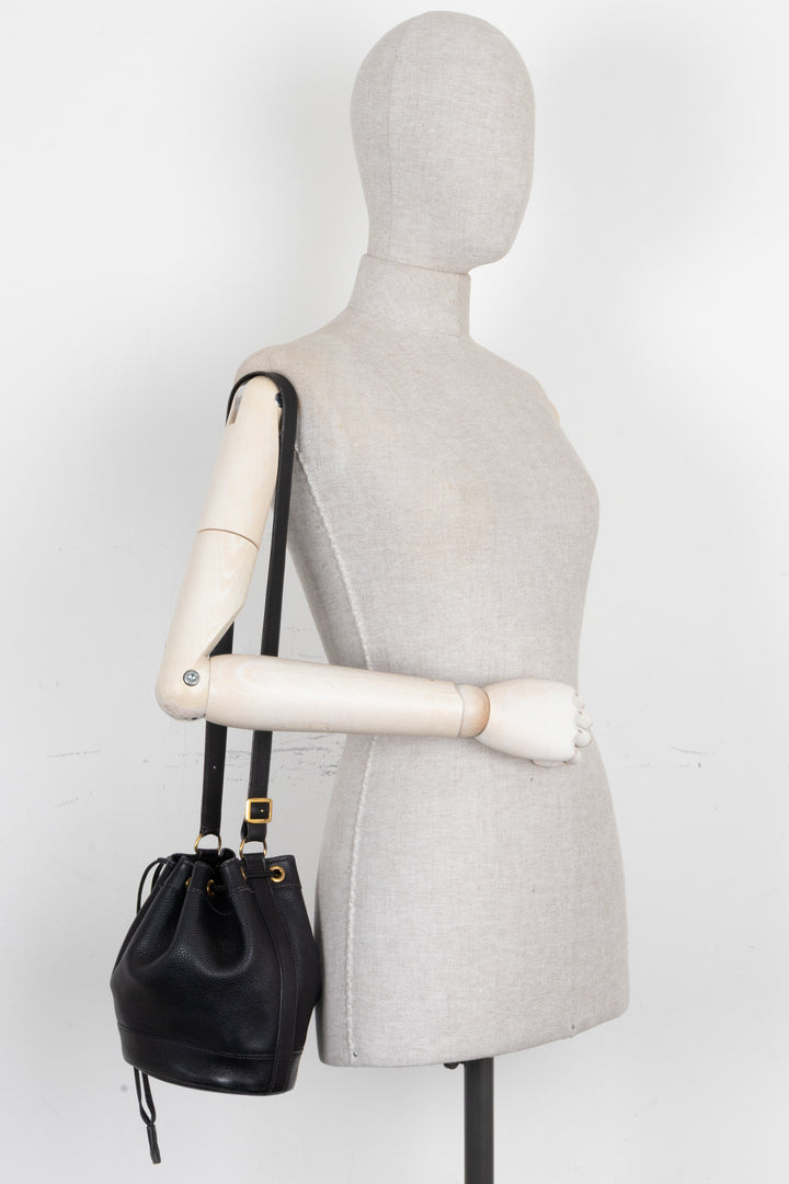 HERMÈS PM Market Bucket Bag Clemence Leather Noir