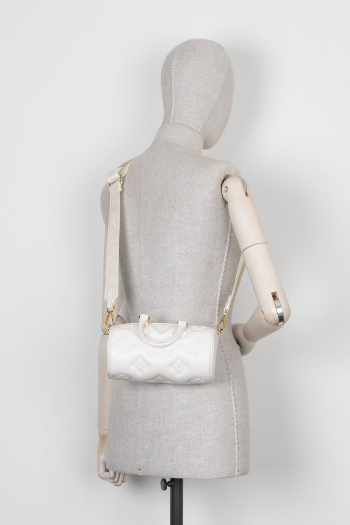 LOUIS VUITTON Papillon BB Satchel Bag White Empreinte