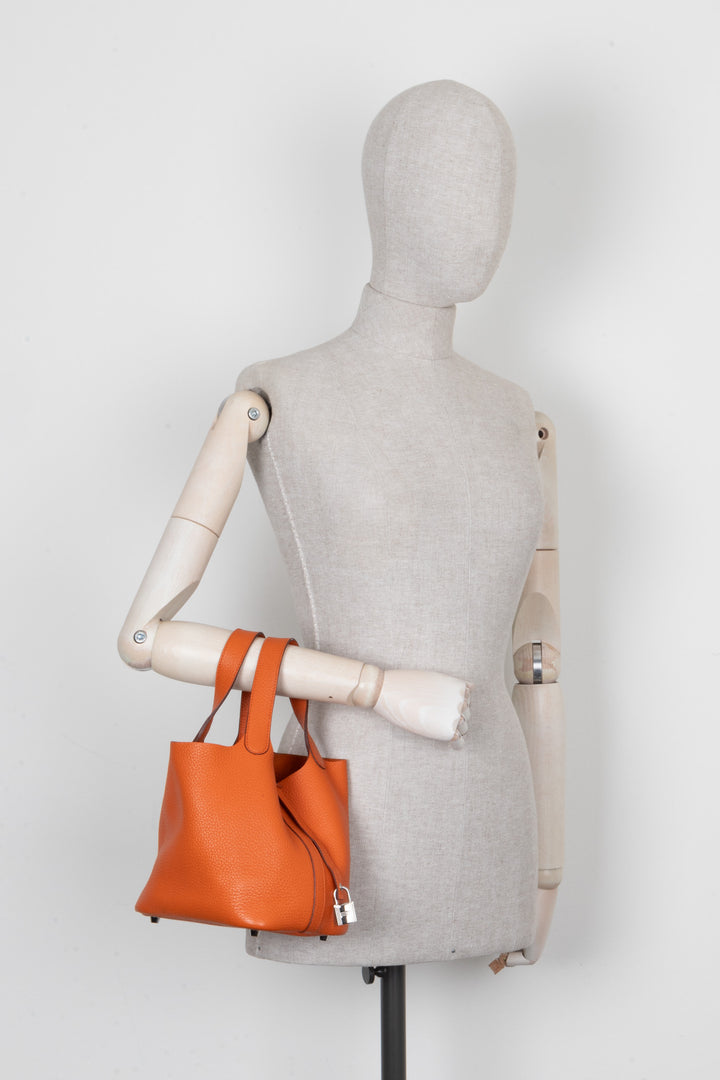 HERMÈS Sac Picotin 18 Clemence Orange