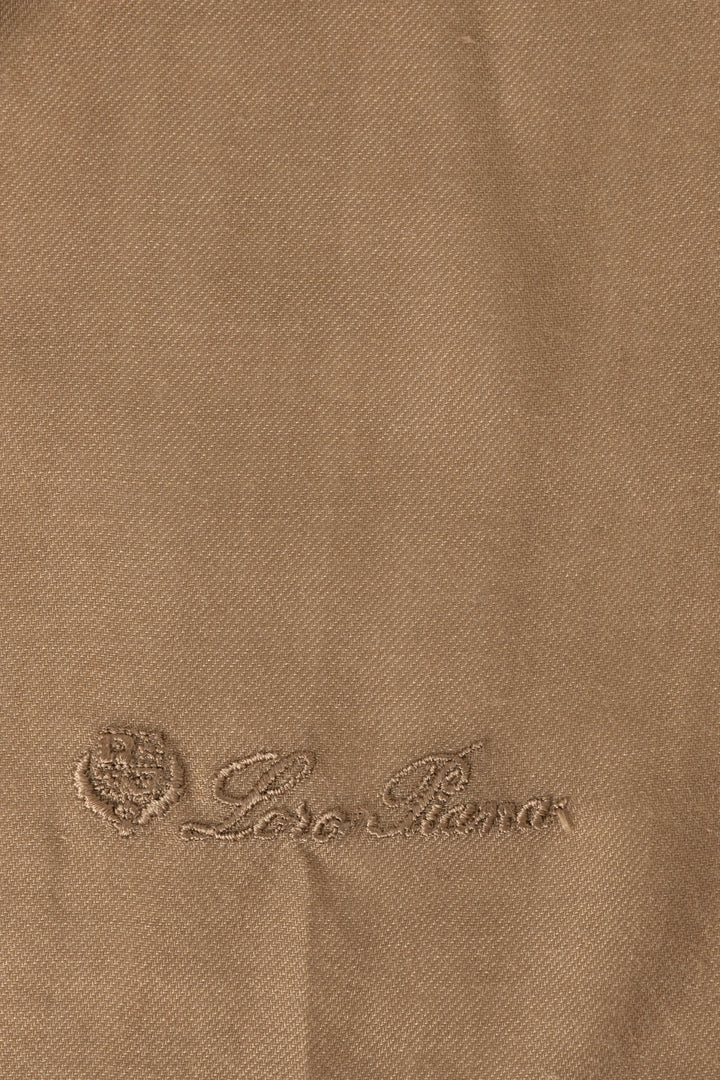LORO PIANA Logo Embroidered Scarf Brown