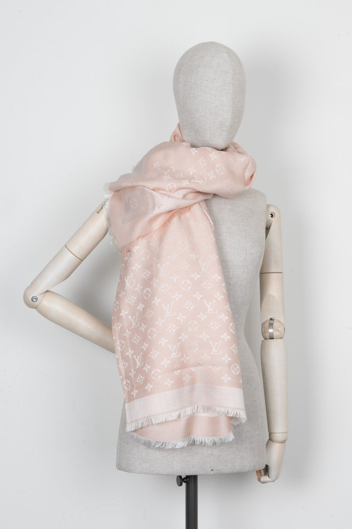 LOUIS VUITTON Scarf MNG Silk Wool Rosa