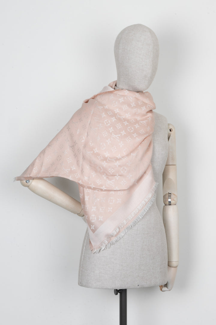 LOUIS VUITTON Scarf MNG Silk Wool Rosa