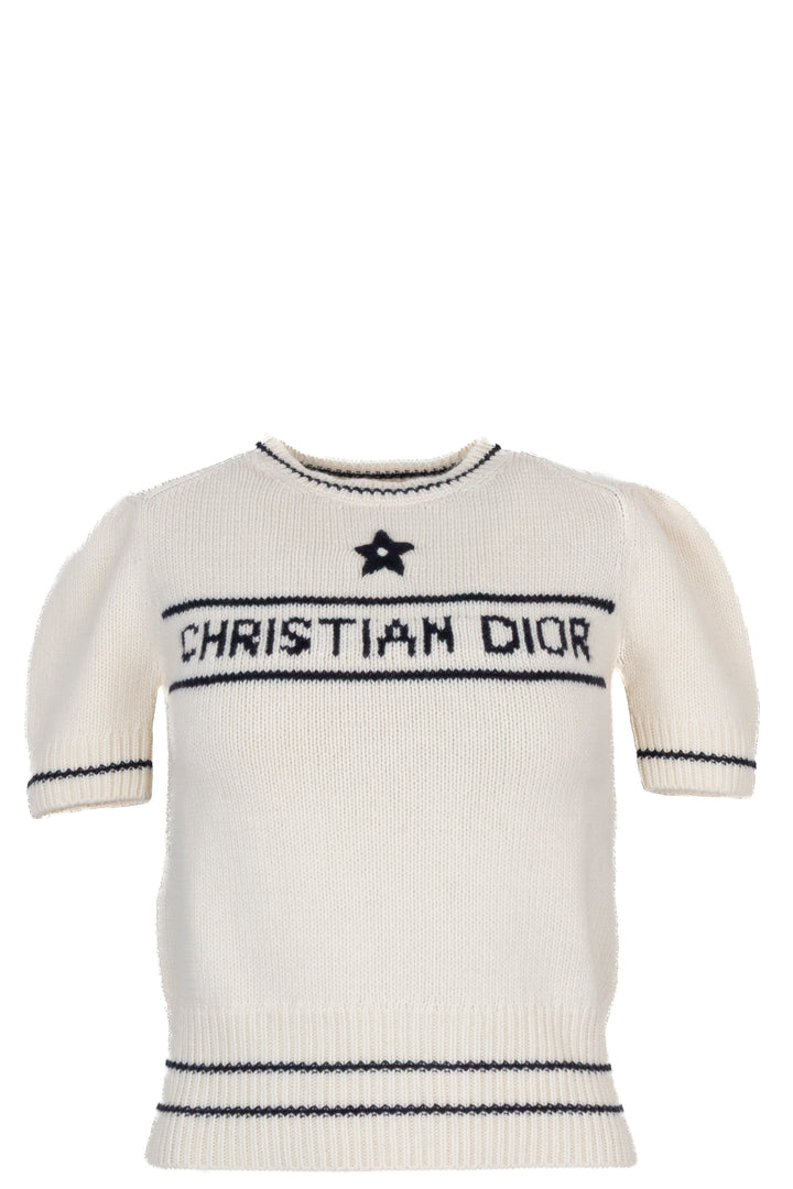 CHRISTIAN DIOR Logo Short Sleeve Knit White