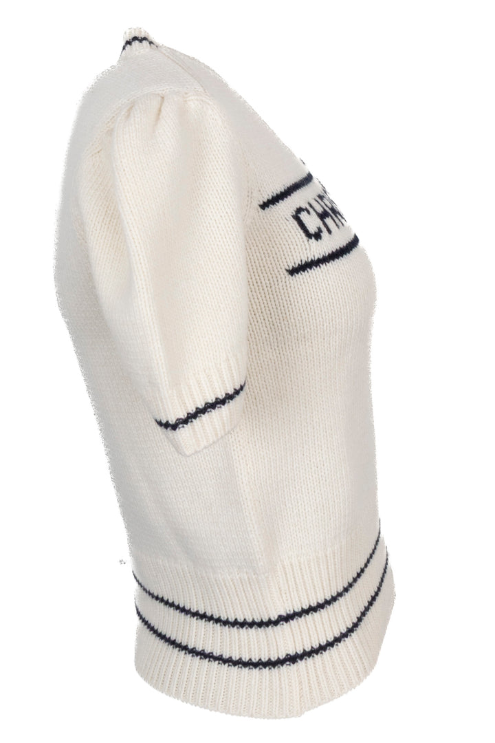 CHRISTIAN DIOR Logo Short Sleeve Knit White