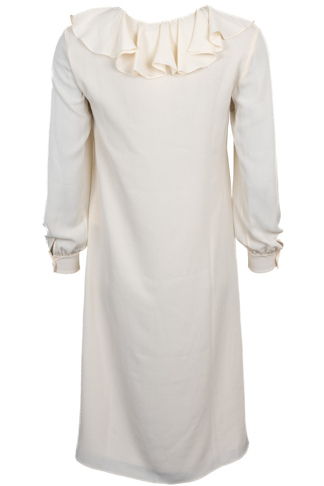CELINE Ruffled Dress Silk Cream