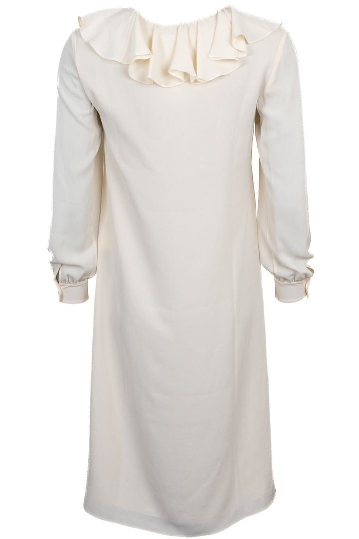 CELINE Ruffled Dress Silk Cream