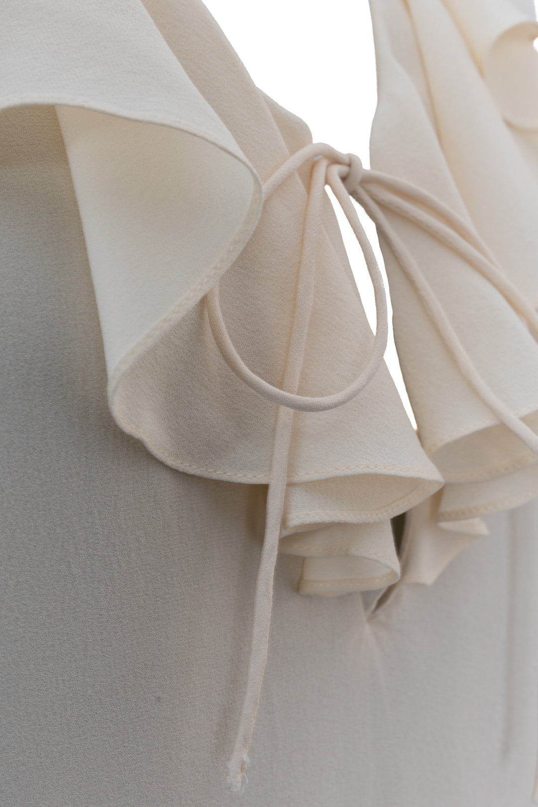 CELINE Ruffled Dress Silk Cream