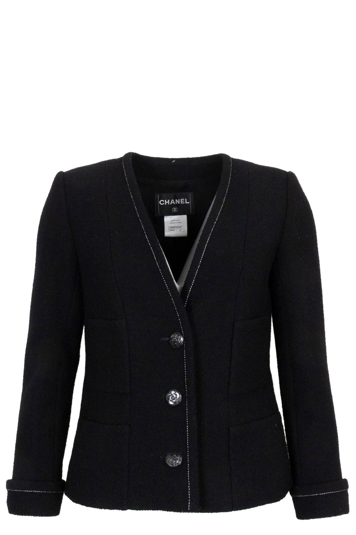 Veste CHANEL Camélia à boutons noire