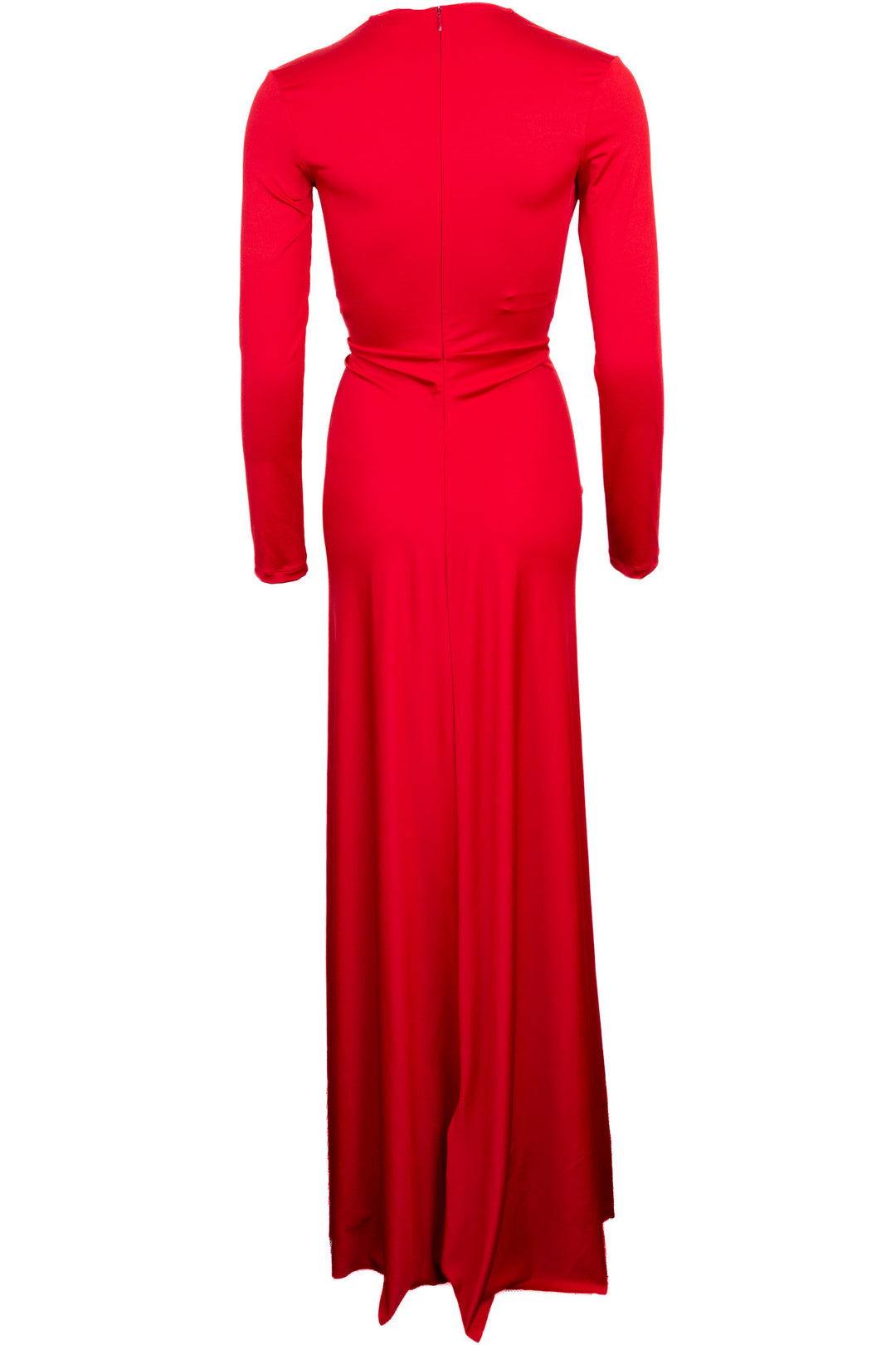 VICTORIA BECKHAM Robe longue froncée à décolleté plongeant en V rouge