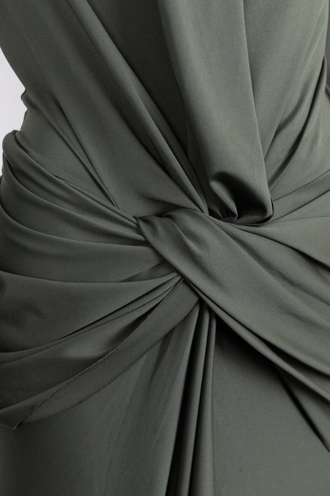 VICTORIA BECKHAM Robe longue drapée à découpes vert olive