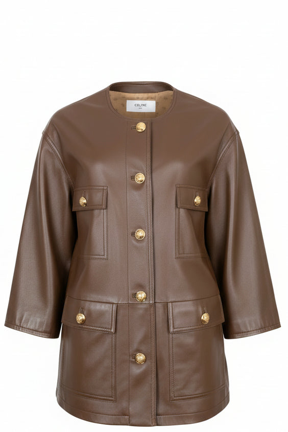CELINE Jacket Leather Brown