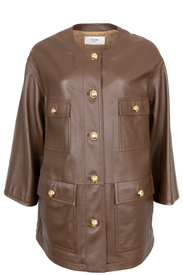 Veste CELINE en cuir marron