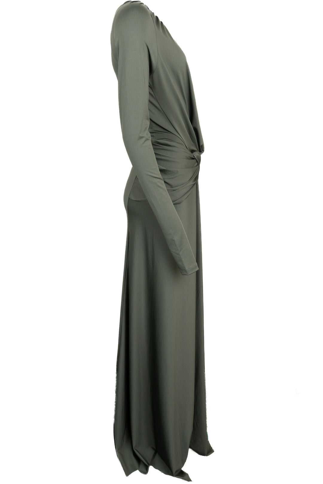 VICTORIA BECKHAM Robe longue drapée à découpes vert olive
