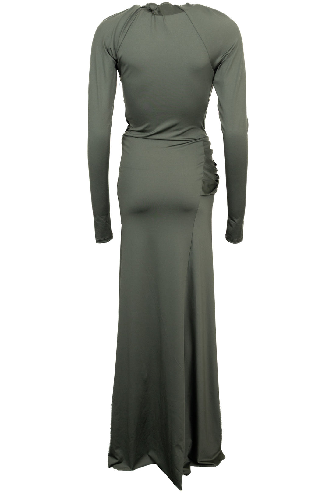 VICTORIA BECKHAM Robe longue drapée à découpes vert olive