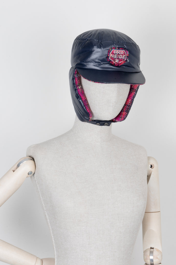 CHANEL Coco Neige Hat Nylon &amp; Tweed Blue