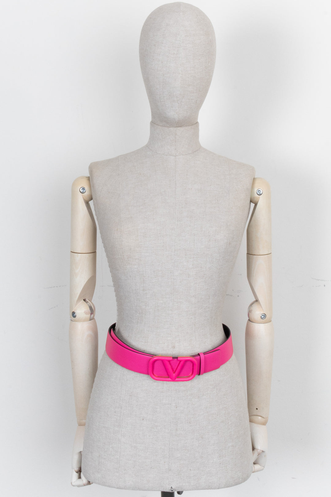 VALENTINO V Logo Belt Leather Hot Pink