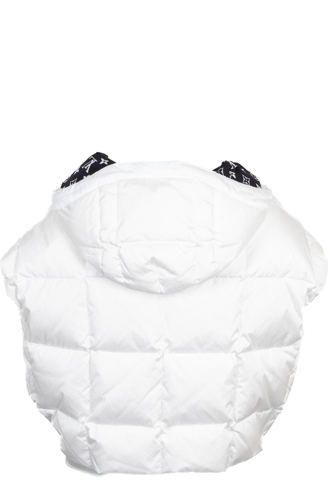 Doudoune courte à capuche en nylon doublée du motif Monogram LOUIS VUITTON Blanc