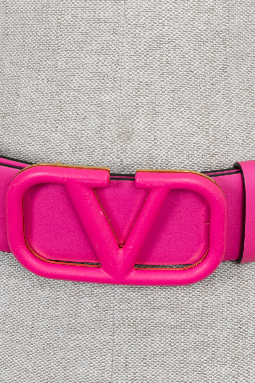 VALENTINO V Logo Belt Leather Hot Pink